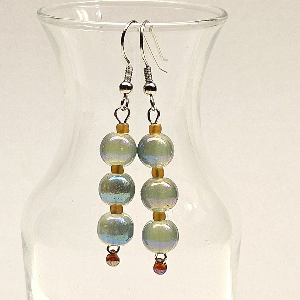 Green and Blue Beaded Earrings